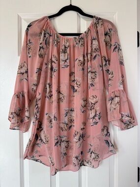 Coral Floral Off-Shoulder Blouse Sz L